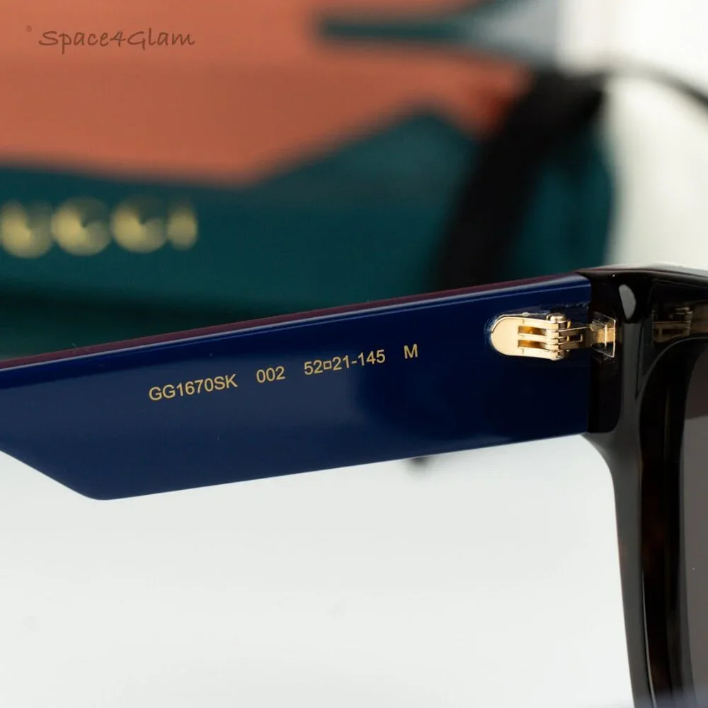 NEW Gucci GG1670SK 002 Havana Red Blue Grey Unisex Square Sunglasses GG 1670SK